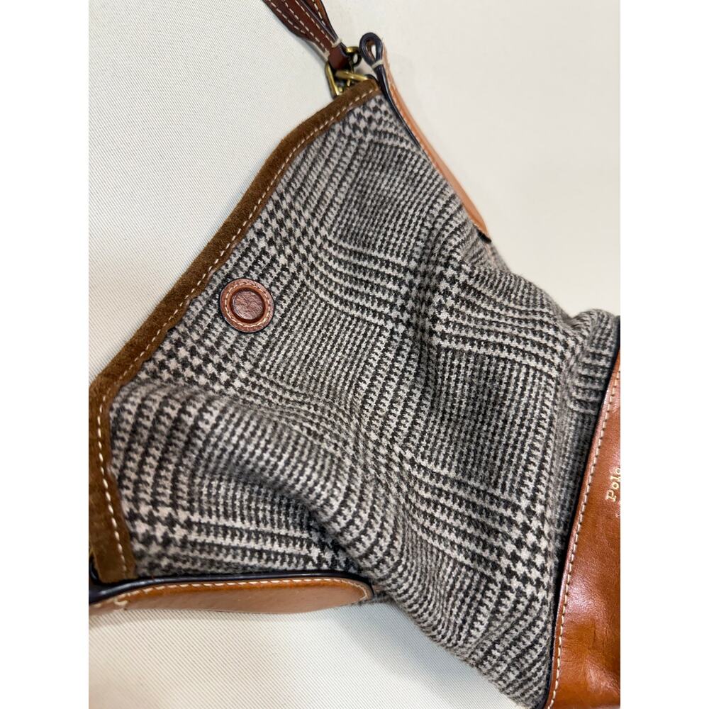 Polo Ralph Lauren Accessories Wool Glen Plaid & Suede Bucket Bag - Picture 4 of 8